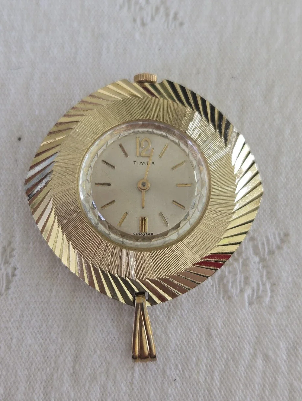 Timex Gold-Tone Circular Decorative Pocket Watch Accent Aluminum Vintage